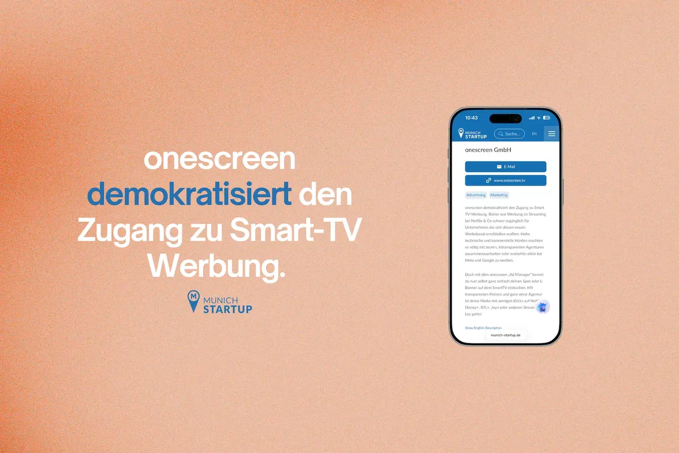 Munich Startup Artikel über onescreen
