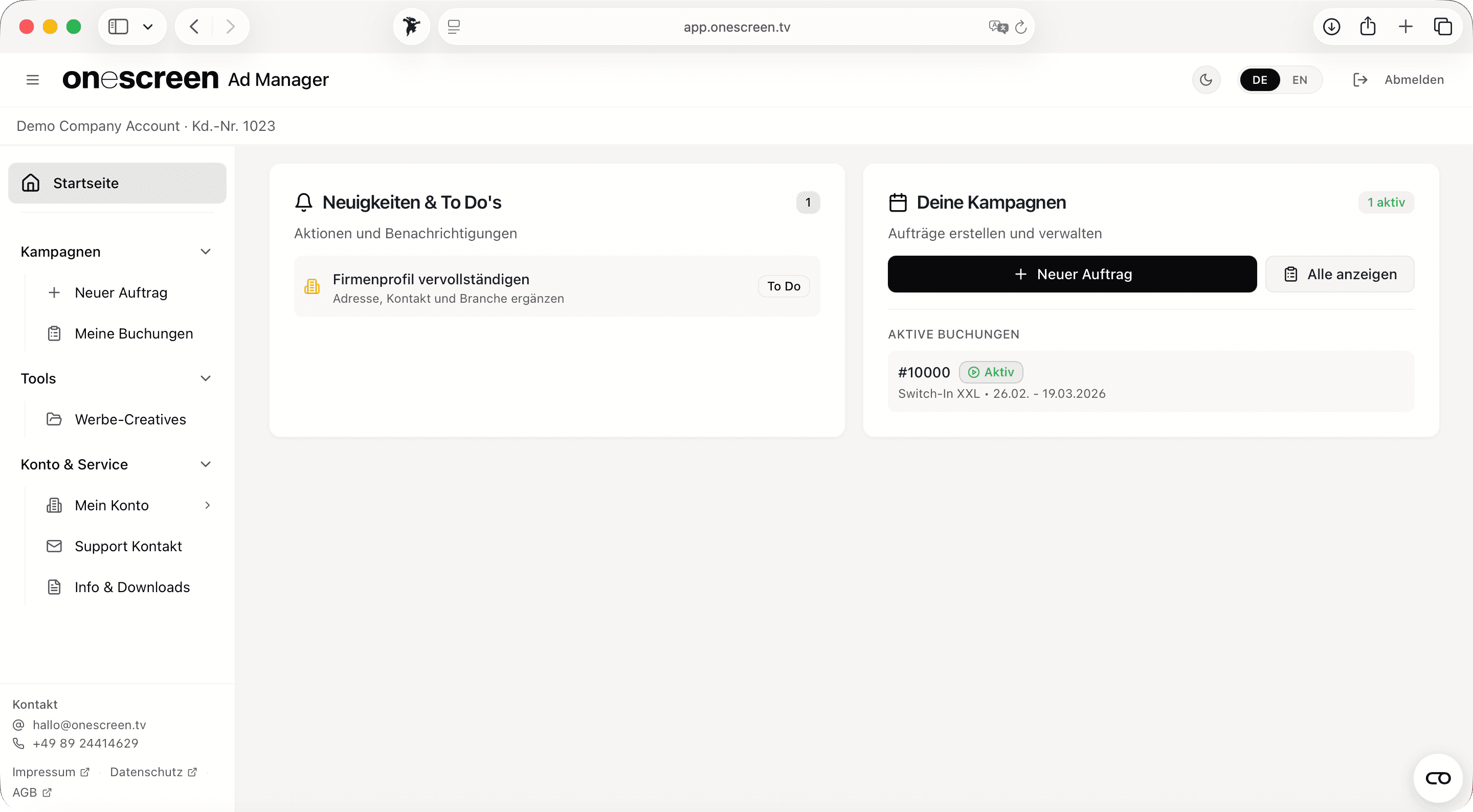 onescreen Plattform